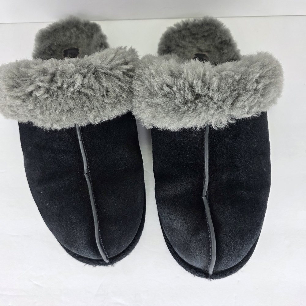 UGG Scuffette II Women's Slipper Suede Sheepskin Plush Slip On Black Grey Size 9 - Picture 6 of 16